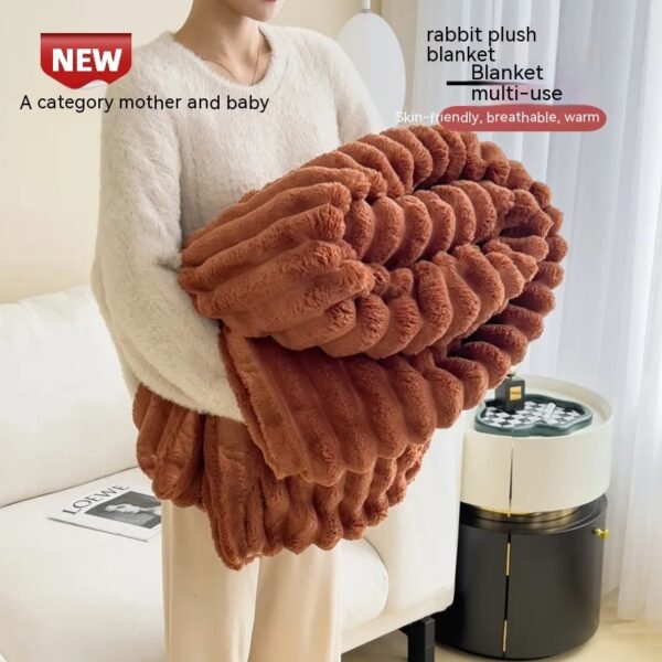 Soft Wind Bubble Velvet Blanket Warm Solid Rabbit Fur Blankets - Image 10