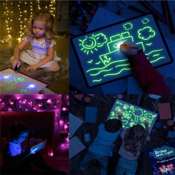 Educational Toy Drawing Pad 3D Magic 8 Light Effects Puzzle Board gift